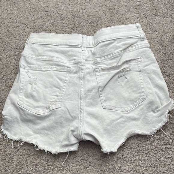 Express High Rise White Distressed Jean Shorts - Picture 5 of 5